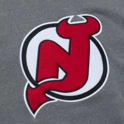 Men Mitchell & Ness Hoodies & Sweatshirts-Snow Washed Fleece Crew Current Logo New Jersey Devils