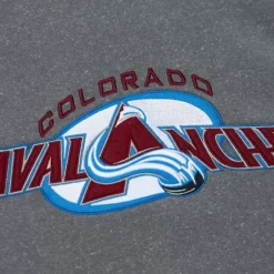 Men Mitchell & Ness Hoodies & Sweatshirts-Snow Washed Fleece Crew Current Logo Colorado Avalanche