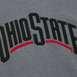 Men Mitchell & Ness Hoodies & Sweatshirts-Snow Washed Fleece Crew Current Logo Ohio State