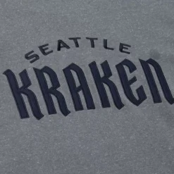 Men Mitchell & Ness Hoodies & Sweatshirts-Snow Washed Fleece Crew Current Logo Seattle Kraken