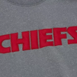 Men Mitchell & Ness Hoodies & Sweatshirts-Snow Washed Fleece Crew Kansas City Chiefs