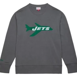 Men Mitchell & Ness Hoodies & Sweatshirts-Snow Washed Fleece Crew New York Jets