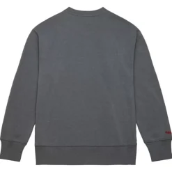 Men Mitchell & Ness Hoodies & Sweatshirts-Snow Washed Fleece Crew Philadelphia 76Ers