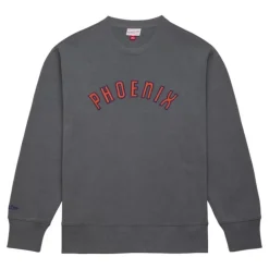 Men Mitchell & Ness Hoodies & Sweatshirts-Snow Washed Fleece Crew Phoenix Suns