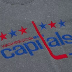 Men Mitchell & Ness Hoodies & Sweatshirts-Snow Washed Fleece Crew Washington Capitals