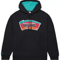 Men Mitchell & Ness Hoodies & Sweatshirts-Snow Washed Fleece Hoodie San Antonio Spurs