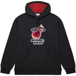 Men Mitchell & Ness Hoodies & Sweatshirts-Snow Washed Fleece Hoodie Miami Heat