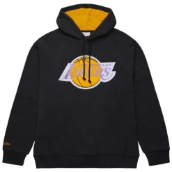 Men Mitchell & Ness Hoodies & Sweatshirts-Snow Washed Fleece Hoodie Los Angeles Lakers