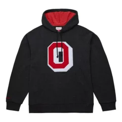 Men Mitchell & Ness Hoodies & Sweatshirts-Snow Washed Fleece Hoodie Current Logo Ohio State