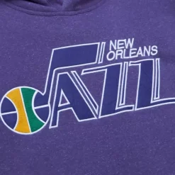 Men Mitchell & Ness Hoodies & Sweatshirts-Snow Washed Fleece Hoodie Vintage Logo New Orleans Jazz