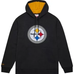 Men Mitchell & Ness Hoodies & Sweatshirts-Snow Washed Fleece Hoodie Pittsburgh Steelers