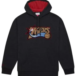 Men Mitchell & Ness Hoodies & Sweatshirts-Snow Washed Fleece Hoodie Philadelphia 76Ers