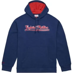 Men Mitchell & Ness Hoodies & Sweatshirts-Snow Washed Fleece Hoodie Vintage Logo Philadelphia Phillies