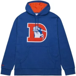 Men Mitchell & Ness Hoodies & Sweatshirts-Snow Washed Fleece Hoodie Denver Broncos