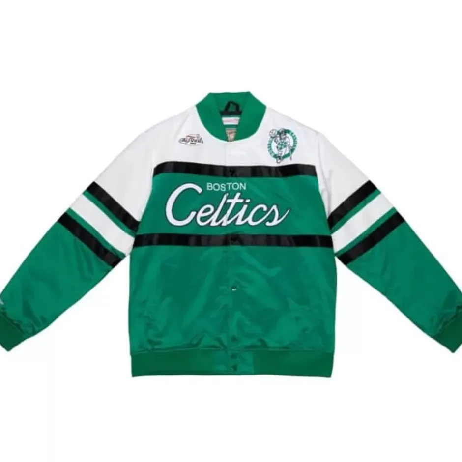 Men Mitchell & Ness Jackets & Outerwear-Special Script Heavyweight Satin Jacket Boston Celtics