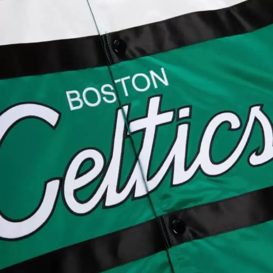 Men Mitchell & Ness Jackets & Outerwear-Special Script Heavyweight Satin Jacket Boston Celtics