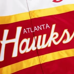 Men Mitchell & Ness Jackets & Outerwear-Special Script Heavyweight Satin Jacket Atlanta Hawks
