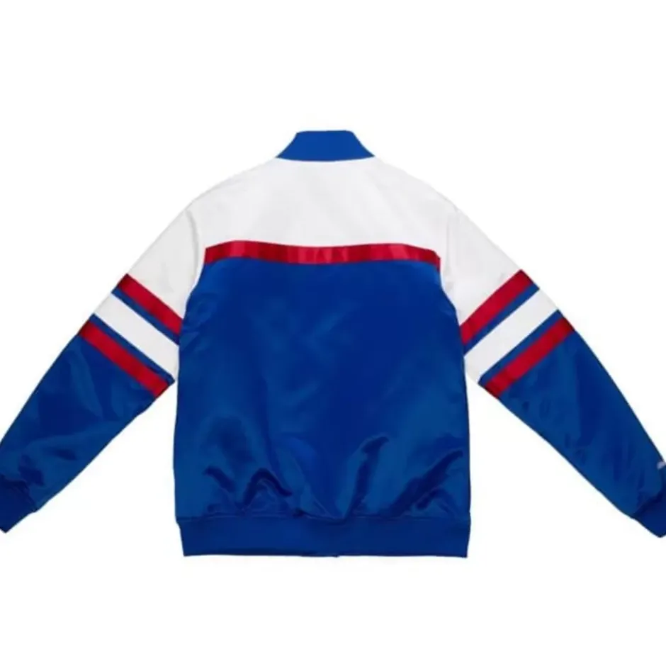 Men Mitchell & Ness Jackets & Outerwear-Special Script Heavyweight Satin Jacket Philadelphia 76Ers
