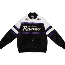 Men Mitchell & Ness Jackets & Outerwear-Special Script Heavyweight Satin Jacket Baltimore Ravens