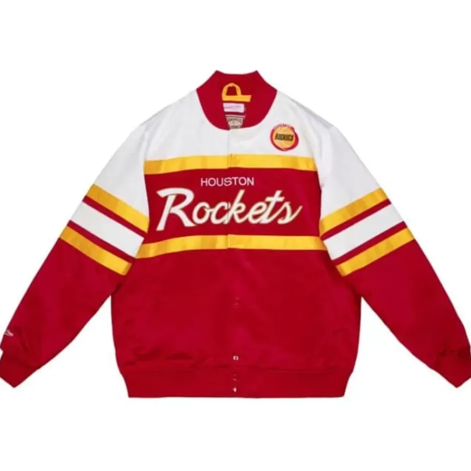 Men Mitchell & Ness Jackets & Outerwear-Special Script Heavyweight Satin Jacket Houston Rockets