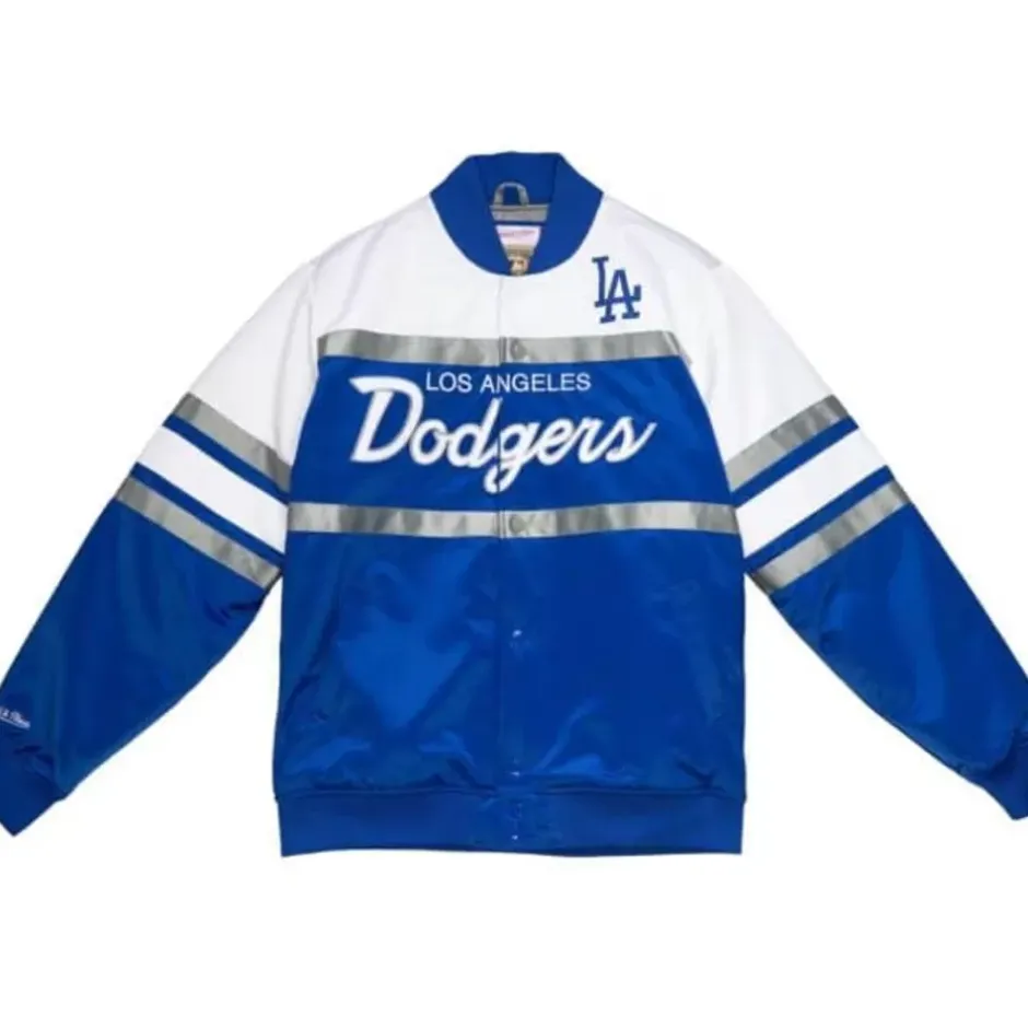 Men Mitchell & Ness Jackets & Outerwear-Special Script Heavyweight Satin Jacket Los Angeles Dodgers