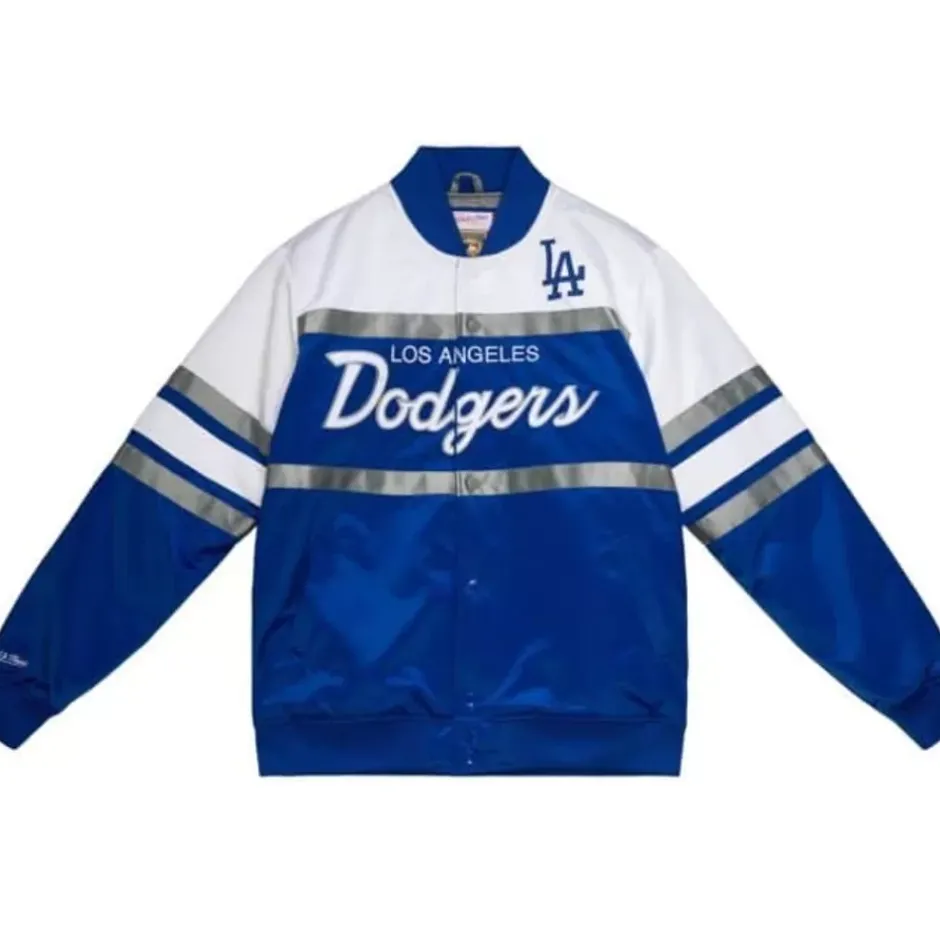Men Mitchell & Ness Jackets & Outerwear-Special Script Heavyweight Satin Jacket Los Angeles Dodgers