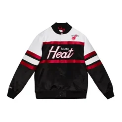 Men Mitchell & Ness Jackets & Outerwear-Special Script Heavyweight Satin Jacket Miami Heat