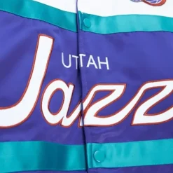 Men Mitchell & Ness Jackets & Outerwear-Special Script Heavyweight Satin Jacket Utah Jazz