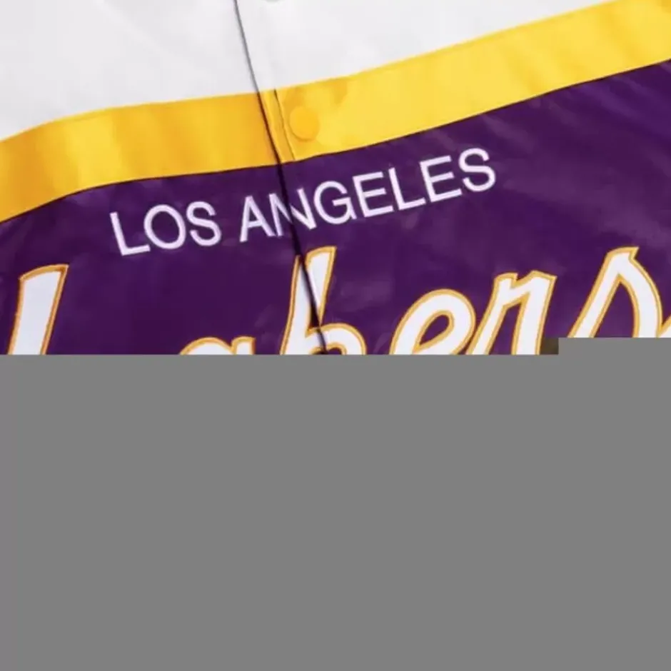 Men Mitchell & Ness Jackets & Outerwear-Special Script Heavyweight Satin Jacket Los Angeles Lakers