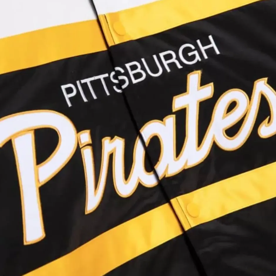 Men Mitchell & Ness Jackets & Outerwear-Special Script Heavyweight Satin Jacket Pittsburgh Pirates
