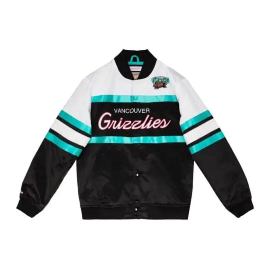 Men Mitchell & Ness Jackets & Outerwear-Special Script Heavyweight Satin Jacket Vancouver Grizzlies