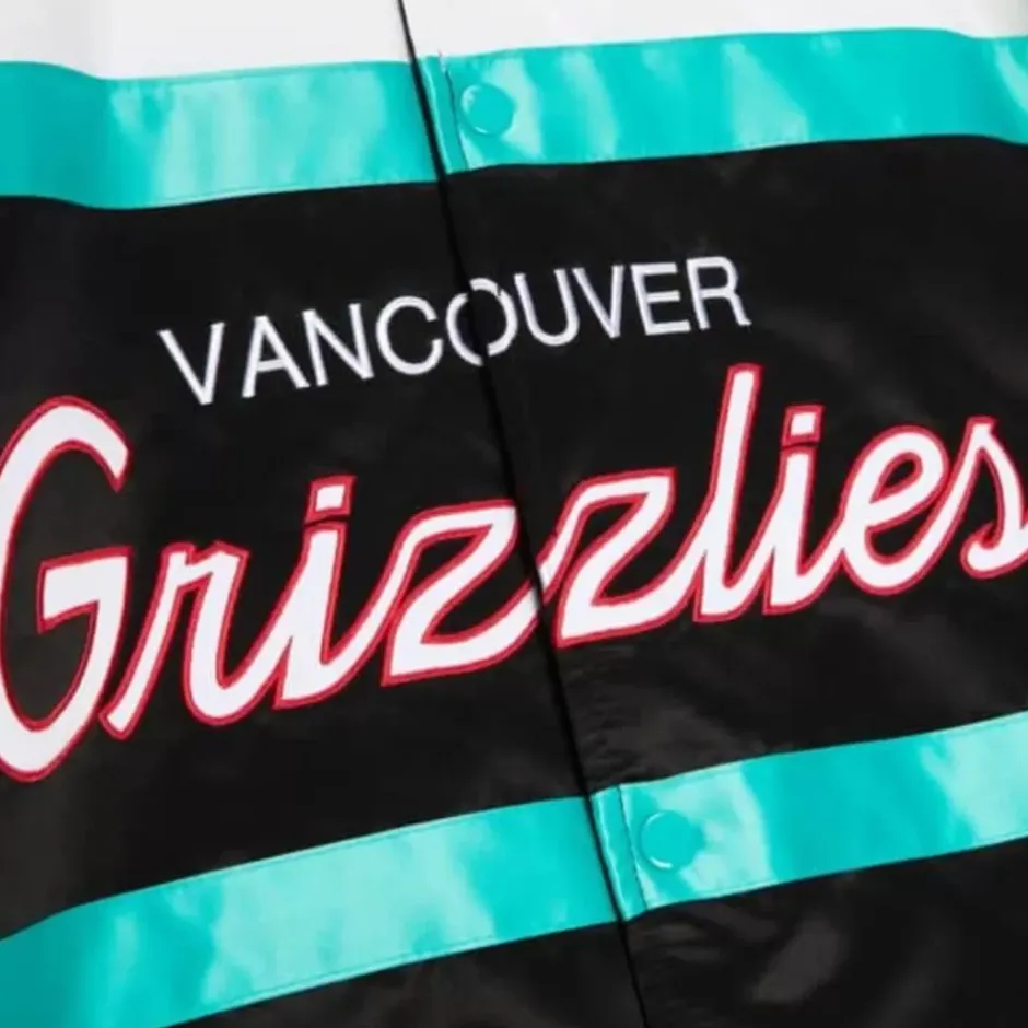 Men Mitchell & Ness Jackets & Outerwear-Special Script Heavyweight Satin Jacket Vancouver Grizzlies
