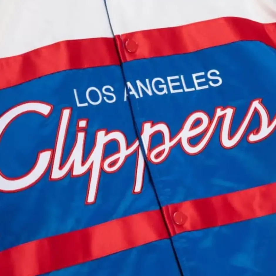 Men Mitchell & Ness Jackets & Outerwear-Special Script Heavyweight Satin Jacket Los Angeles Clippers