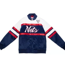 Men Mitchell & Ness Jackets & Outerwear-Special Script Heavyweight Satin Jacket New Jersey Nets