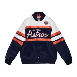 Men Mitchell & Ness Jackets & Outerwear-Special Script Heavyweight Satin Jacket Houston Astros