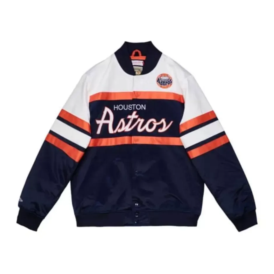 Men Mitchell & Ness Jackets & Outerwear-Special Script Heavyweight Satin Jacket Houston Astros