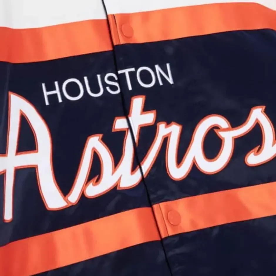 Men Mitchell & Ness Jackets & Outerwear-Special Script Heavyweight Satin Jacket Houston Astros