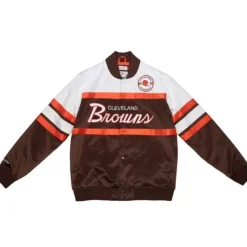 Men Mitchell & Ness Jackets & Outerwear-Special Script Heavyweight Satin Jacket Cleveland Browns