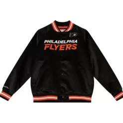 Men Mitchell & Ness Jackets & Outerwear-Special Script Light Weight Satin Jacket Philadelphia Flyers