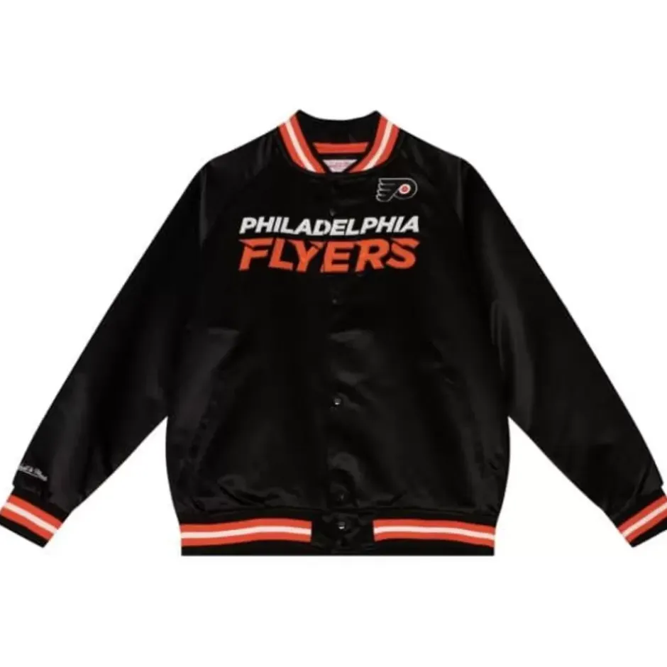 Men Mitchell & Ness Jackets & Outerwear-Special Script Light Weight Satin Jacket Philadelphia Flyers