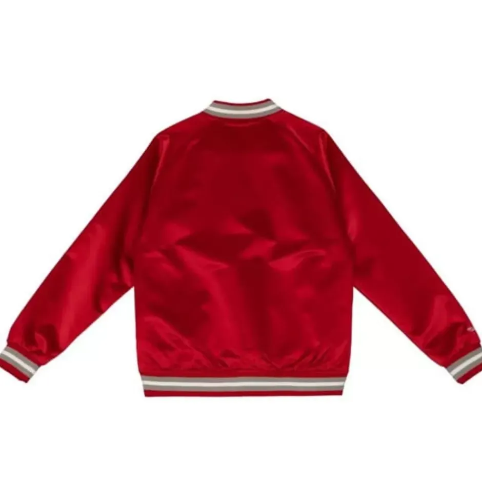 Men Mitchell & Ness Jackets & Outerwear-Special Script Light Weight Satin Jacket Detroit Red Wings