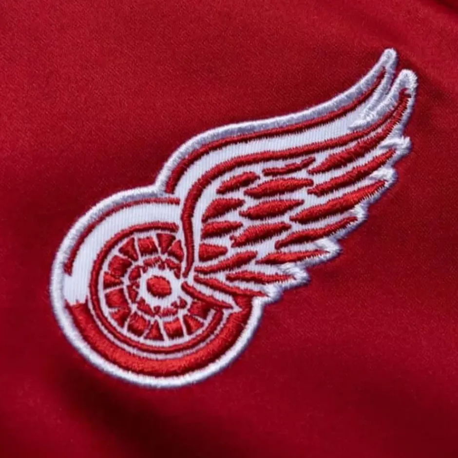 Men Mitchell & Ness Jackets & Outerwear-Special Script Light Weight Satin Jacket Detroit Red Wings
