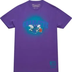 Men Mitchell & Ness T-Shirts & Tops-Spray Paint Tee Charlotte Hornets