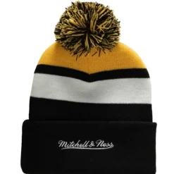 Mitchell & Ness Knit-Stripe Pom Knit Boston Bruins