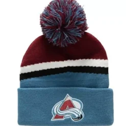 Mitchell & Ness Knit-Stripe Pom Knit Colorado Avalanche