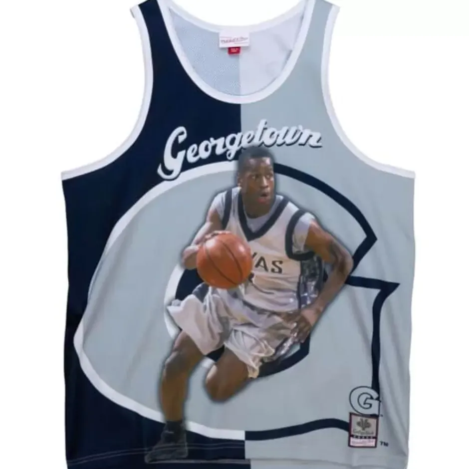 Men Mitchell & Ness T-Shirts & Tops-Sublimated Player Tank Georgetown University Allen Iverson