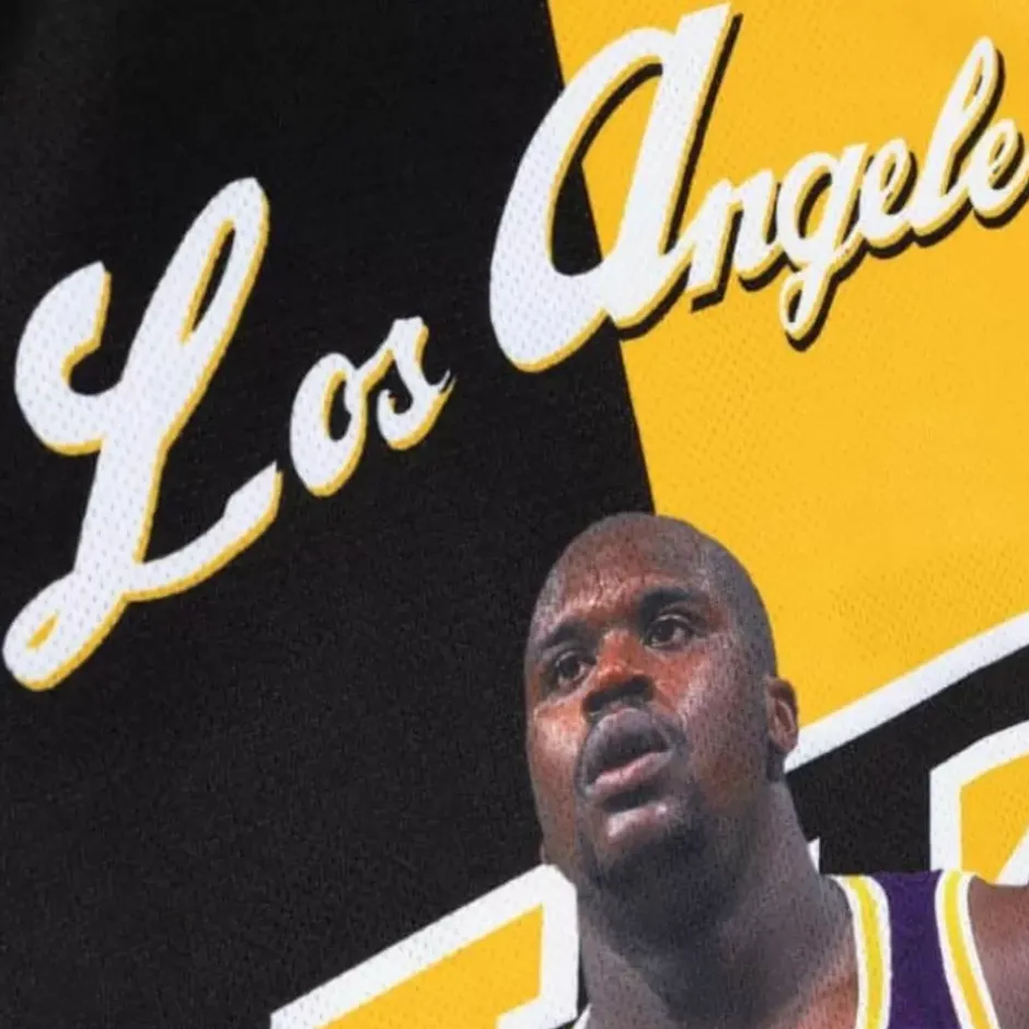 Men Mitchell & Ness T-Shirts & Tops-Sublimated Player Tank Los Angeles Lakers Shaquille O'Neal