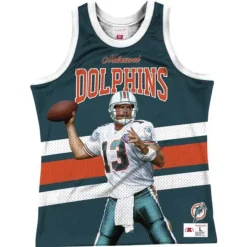 Men Mitchell & Ness T-Shirts & Tops-Sublimated Player Tank Miami Dolphins Dan Marino