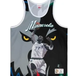 Men Mitchell & Ness T-Shirts & Tops-Sublimated Player Tank Minnesota Timberwolves Kevin Garnett