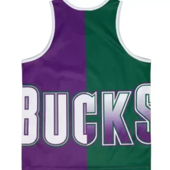 Men Mitchell & Ness T-Shirts & Tops-Sublimated Player Tank Milwaukee Bucks Ray Allen